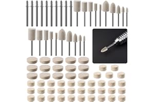 BEFUN Juego de 80 ruedas de pulido para kit de pulido Dremel, accesorios de rueda de pulido de fieltro de lana, con vástago de 1/8 pulgadas para joyería, accesorios de herramientas giratorias de pulido de