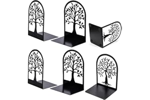 Baymate 3 Paires Serre Livres en Métal Noir Serre Livres pour Livres Lourds Serre-Livres pour Étagères Séparateur de Livres Décoratifs pour la Maison Bureau Écoles