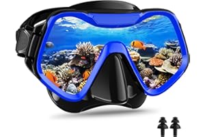 Arlierss Masque de Plongée Adulte, Panoramique Lunettes de Plongée, Masque Snorkeling Adulte en Verre Trempé, Snorkeling Masque Anti-buée pour Hommes Femmes