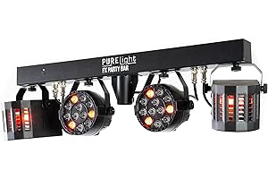 PURELIGHT BY LIGHTMAXX PURElight FX Party Bar - Kompaktes Lichtset inklusive Stativ und Tasche, LED PARs, LED-Derbys, DMX-Steuerung, Musiksteuerung, Stroboskop, Dimmer, RGBW-LEDs Showeffekt