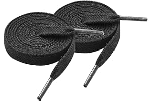 TwizzTop 2 Pairs 6mm Wide Flat Cotton Shoelaces for Converse,Repalcement Bootlaces for Trainers,Canvas Shoes,School Shoes