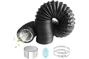 ComPDCVD Exhaust Hose 80 mm Length 6 m PVC Flexible Aluminium Pipe Hose Aluminium Flexible Hose with 2 Hose Clips Stainless Steel for Tumble Dryer Mobile Air Conditioning Extractor Fan Extractor Hood