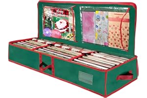AITSITE Christmas Wrapping Paper Storage Bag, 41" Gift Wrap Storage Large Capacity Fits 24 Rolls, Made of 600D Oxford Fabric Christmas Decorations Festive Organiser for Closet Under Bed Home Storage