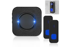 Idota Sonnette Sans Fil avec 2 Émetteur, Sonnette Sans Fil Longue Portée 300M, Sonnette Sans-fil avec 55 Mélodies, 5 Niveaux de Volume (2 en 1)