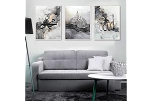 EPOKNQ Islamische Kalligraphie Wandkunst Set, arabische Kalligraphie Leinwanddrucke, Poster Leinwanddrucke Dekoration, Moderne Wanddekoration Bilder, ungerahmt (Stil 4，40x60cm*3)