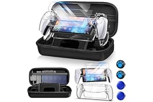 DAMOHONY Hard Carrying Case for PS5 Portal, Handheld PS5 Console Hard Case with Clear Cover 2 Screen Protectors 4 Thumb Grips PS5 Portal Accessories Bundle