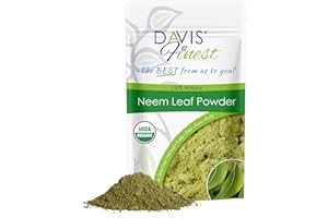 Poudre de Neem biologique Davis Finest 250 g, feuilles de Neem pures et naturelles pour la peau et les cheveux, cuir chevelu sec et qui démange, cheveux clairsemés, favorise la croissance des cheveux