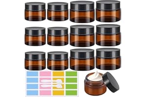 ANLIOTO 12 Stück Salbentiegel Braunglas Glastiegel 20/30ml mit Deckel Cremetiegel Creme Behälter Cremetiegel Braunglas Cremedosen Zum Befüllen für Lotion, Creme, Kosmetik