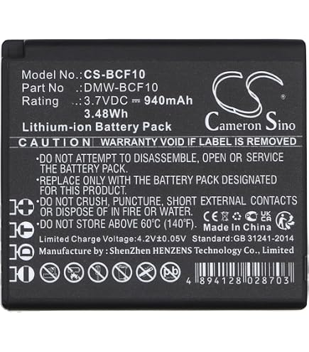 Batterie Compatible avec PANASONIC CS-BCF10, 3.6V, 760mAh, Li-ION