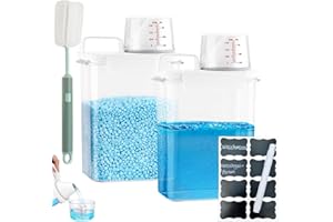AARCYYE Distributeur de Lessive, 2 Pièces 1800ml de Distributeur de Lessive étanche à L'air, Distributeur de détergent fermé, Boîte de Rangement avec Gobelet Doseur, pour à la Salle de Bains, à la buanderie