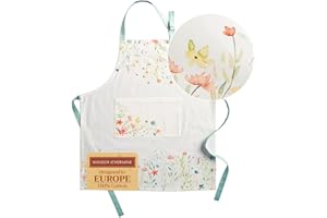 Maison d' Hermine Grembiule da cucina, 100% cotone, 1 pezzo con collo regolabile, tasca centrale per donna/uomo, chef, cucina