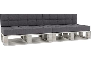 GUTEKISSEN Coussin pour Palette Coussin d'assise Dossier piqué PFG 2xSet (Coussin d'assise 120x80 +Dossier 120x40), Gris foncé