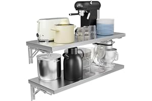 TAIMIKO Stainless Steel Shelf Folding Concession (60cm,2pcs)-50kg Wall Mounted Serving Stand Shelves for Commercial Kitchens,Food Truck, Trailer Windows Restaurants, Laundry & Utility Rooms