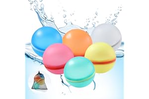 BUCOMTU Globos de Agua Reutilizables, Magnéticos, 12 Unidades, Blancos, Juguetes de Piscina de Verano, Adultos y Niños