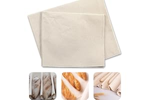 KWEIUGFI 2PC Toile de Lin pour la Cuisson du Pain, 48 * 36CM + 75 * 45CM Tissu de Boulanger, Linge de boulangerie pour Cuisson des Baguettes de Pain, Professionnel Antiadhésif Tissu de Boulanger en Coton