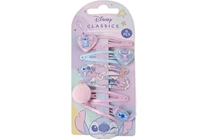 ‎CERDÁ LIFE'S LITTLE MOMENTS Stitch 6-teiliges Haarnadel-Set für Mädchen, mit Disney-Charakteren, Pastellfarben und Glitzer