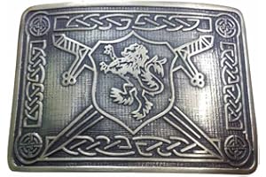 TIDONEAM Men's Scottish Kilt Belt Buckle Rampant Lion Cross Swords Antique/Chrome Finish (Antique)