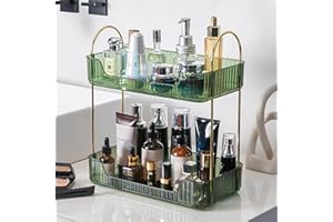 Lighterday Makeup Organiser,Cosmetics Organiser Skincare Organiser Perfume Organiser Spice Organiser Bathroom Organiser Makeup Storage for Dresser, Bedroom, Bathroom (2 Tiers Green)