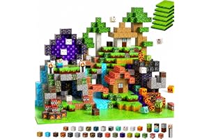 GraceDuck Magnetiska Byggklossar 150 delar - Skog & Gruvtunnel Set med 6 Gräsplattor - Kreativa Byggklossar för Barn 3-9 år