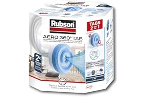 Rubson AERO 360° Recharges en tabs neutres pour absorbeur d'humidité, recharges pour déshumidificateurs AERO 360° ultra absorbantes et anti odeurs, 2 x 450 g
