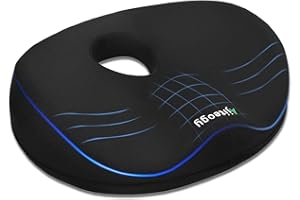 Ajiteogy Cojines de Asiento de Espuma Viscoelástica, Cojín para Aliviar Hemorroides y Dolor de Coxis, Cojín de Espuma de Memoria Antideslizante para Hogar, Oficina, Conducción, Automóvil