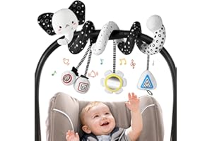 URMYWO Kinderwagen Spielzeug - Schwarz Weiss Activity Spirale Spielzeug, Hängen Plüsch Kontrast Spielzeug Baby für Kinderbett/Autositz, Neugeborene Geschenk für 0 3 6 12 Monat