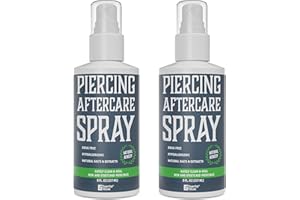 ESSENTIAL VALUES 2 Pack Piercing Aftercare Spray (8 OZ Per Bottle) - Natural & Gentle on Contact - Made in USA