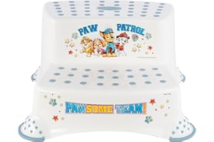 keeeper Taburete de dos escalones Patrulla Canina, De 3 a 14 Años, Antideslizante, Igor, Blanco