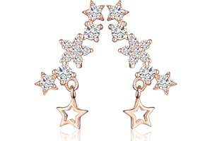 Pendientes de plata de ley 925 de Yumilok, con circonitas, diseño de estrellas