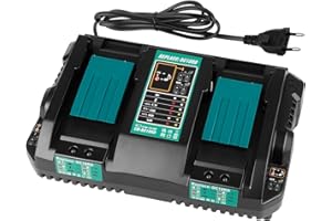 Chargeur de rechange double port 4 A 14,4 V ~ 18 V pour Makita ASUNCELL DC18RD Li-ion Chargeur rapide double chargeur BL1415 BL1430 BL1830 BL1840 BL1850 BL1850B BL1860B (prise européenne 110-230 V)