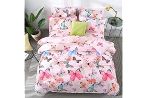 HOMEWISH Schmetterling Tröster Bezug Für Mädchen Jungen Kinder Retro Schmetterling Bettwäsche Set Frauen Home Dekor Bettwäsche Kollektion Süße Cartoon Insekten Gedruckte Weiche Wende Bettbezug, 220x240
