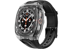 Delidigi Rugged Strap with Clear Case Compatible with Samsung Galaxy Watch Ultra 47mm, Sport Galaxy Watch Ultra Band with Protective Bumper Cover for Men Women