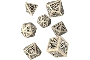 Q WORKSHOP Q-Workshop QWODWA18 Qworkshop krasnal 7-częściowy zestaw kości, beżowe i czarne, wielokolorowe