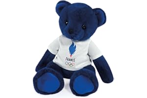 Doudou et Compagnie - Ours Equipe De France - Licence Officielle des Jeux Olympiques De Paris 2024 - Peluche - Dès la naissance - Pour Bébé - 30 cm - Bleu - JO2454