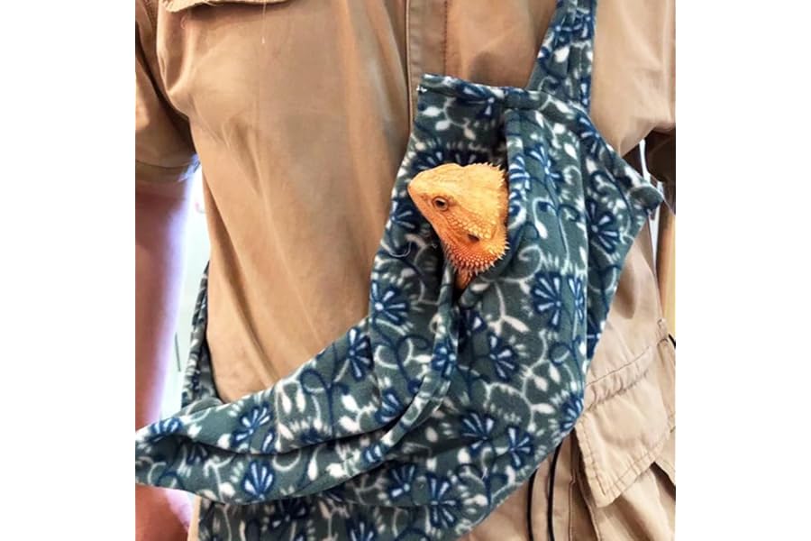 1-Piece Adjustable Bearded Dragon Carrier, Soft Coral Fleece Reptile Sling Bag, Comfortable Transport Solution for Lizards and Small Pets