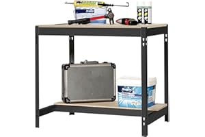 Simon Rack Mesa de Trabajo Taller, 600 kg Capacidad Carga, 842x1210x610 mm, Antracita/Madera - BT0