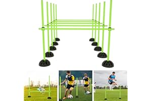 YRHome Lot de barres de saut pour entraînement d'agilité conditionnelle, slalom - Avec barres de 15 x 100 cm, 10 pieds en X, 10 clips