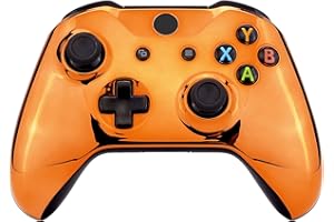 eXtremeRate Funda Delantera Carcasa Protectora de la Placa Frontal Cubierta Antideslizante para Xbox One S para Xbox One X Mando-Model 1708(Naranja Cromado)