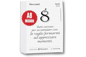 Il Calendario Filosofico 2026 Mignon, remplacement format A8 de 5,2 x 7,2 cm, le premier et l'original calendrier de table avec 365 jours de phrases philosophiques, chaque jour une phrase, créé à