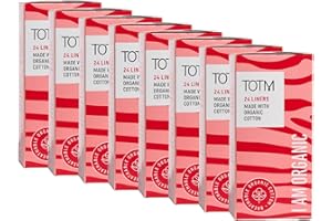 TOTM Liners | Certified Organic Cotton | Unwrapped & Less Waste | Naturally Soft, Absorbent & Super Comfy | 8 Packs |192 Liners