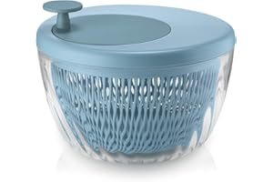 Guzzini - Kitchen Active Design, SPIN&STORE, Centrifuga Insalata con Coperchio - Celeste Mat, Ø 26 x h19 cm - 170900134