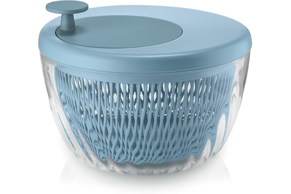 Guzzini - Kitchen Active Design, Spin&Store, Centrifugeuse à Salade avec Couvercle - Celeste Mat, Ø 26 x h19 cm - 170900134, Bleu