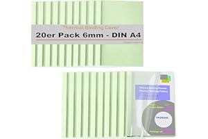 TUKA-I-AKUT TUKA 20x 6mm Couverture de Reliure Thermique, A4 Chemises pour Machines de Relieuse Thermique, Largeur de Dos 6 mm - Capacité 60 Feuilles, Paquet de 20, Couleur Vert Clair TKD9200-A4-lightgreen-20x