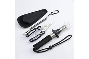 supregear Juego de Alicates de Pesca y Pinzas, Removedor de Anzuelo Multifunción de Acero Inoxidable con Herramienta de Corte de Línea, Eslinga de Bobina de Seguridad, y Vaina de Nailon