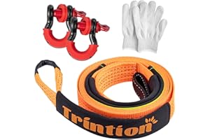 GENERISCH 10T (22,000 Lbs) Hochleistungs-Abschleppseil 5M x 5CM Premium Nylon Abschleppgurt mit 2 verstärkten Haken und 1 Paar Handschuhen für Auto, SUV, LKW, Geländewagen (Orange)