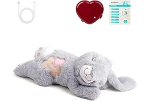 pet prime Snuggle Rabbit Heart Beat Dog Toy for Puppies, Dog Heartbeat Comforter with Variable Speed Timed Heartbeat & Heat Pad for Anxious Dogs Ultra-Soft Fluffy Plush Pet Toys