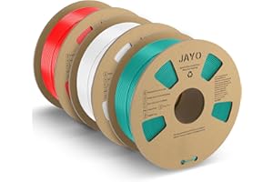 JAYO Filamento PLA + 1,75 mm, Filamento per Stampante 3D, PLA Plus, 3,3 kg, Precisione Dimensionale +/- 0,02, 3 bobine PLA+ Bianco+Verde+Rosso