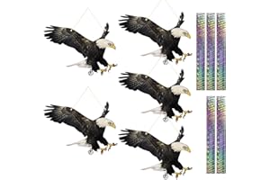 KUNGFU MALL Dissuasori per Piccioni 5Pezzi, Picchi Dissuasore per Uccelli, Piatto Finto Falco Scaccia Piccioni, Spaventa Piccioni con Nastro Riflettente, Piccioni Dissuasori Balcone Lontano Giardino Piscina Patio