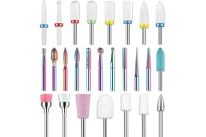 DEPVKO 26PCS Nail Drill Bits Set, 3/32'' Professional Ceramic Safety Bits for Nail Drill, Cuticle Efile Nail Drill Bits, Remover Bits for Acrylic Gel Nail Tech, Manicure & Pedicure Tools, Home Salon