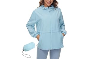 IECCP Rain Coats for Women Waterproof Lightweight Rain Jacket Windbreaker Packable Hooded Outdoor Raincoat